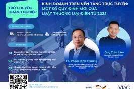 [Sự kiện hỗ trợ] Trò chuyện Doanh nghiệp - "Kinh doanh trên nền tảng trực tuyến: Một số quy định mới của Luật Thương mại Điện tử 2025"
