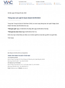 Thông báo Lịch nghỉ lễ Quốc khánh 02/09/2024