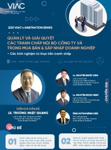 2021 VIAC's Arbitration Series | Chủ đề 03: Quản lý và giải quyết các tranh chấp nội bộ công ty và trong mua bán & sáp nhập doanh nghiệp - Các kinh nghiệm từ thực tiễn tranh chấp