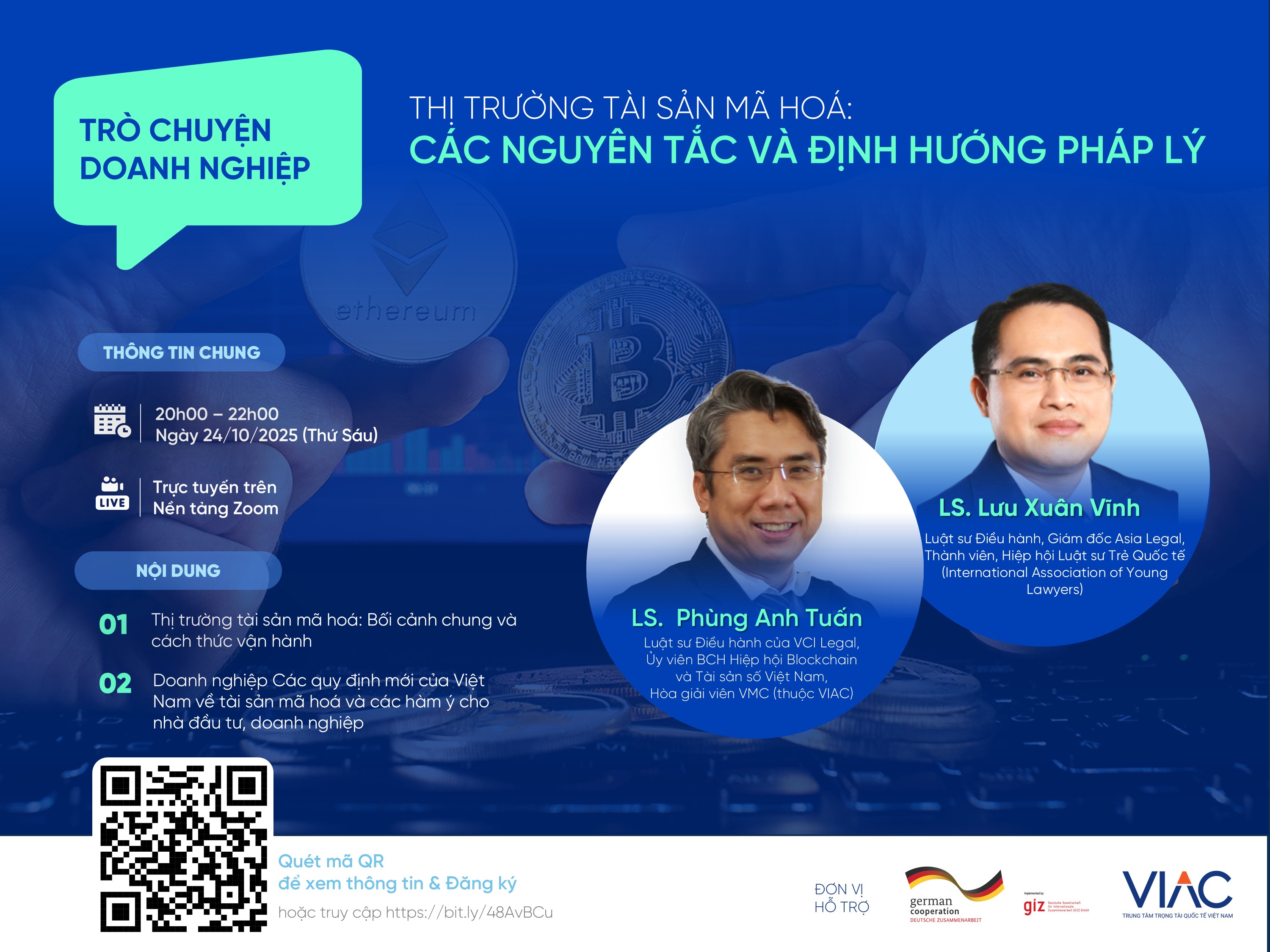 [Sự kiện hỗ trợ] Trò chuyện Doanh nghiệp – “Thị trường tài sản mã hoá: Các nguyên tắc và định hướng pháp lý”