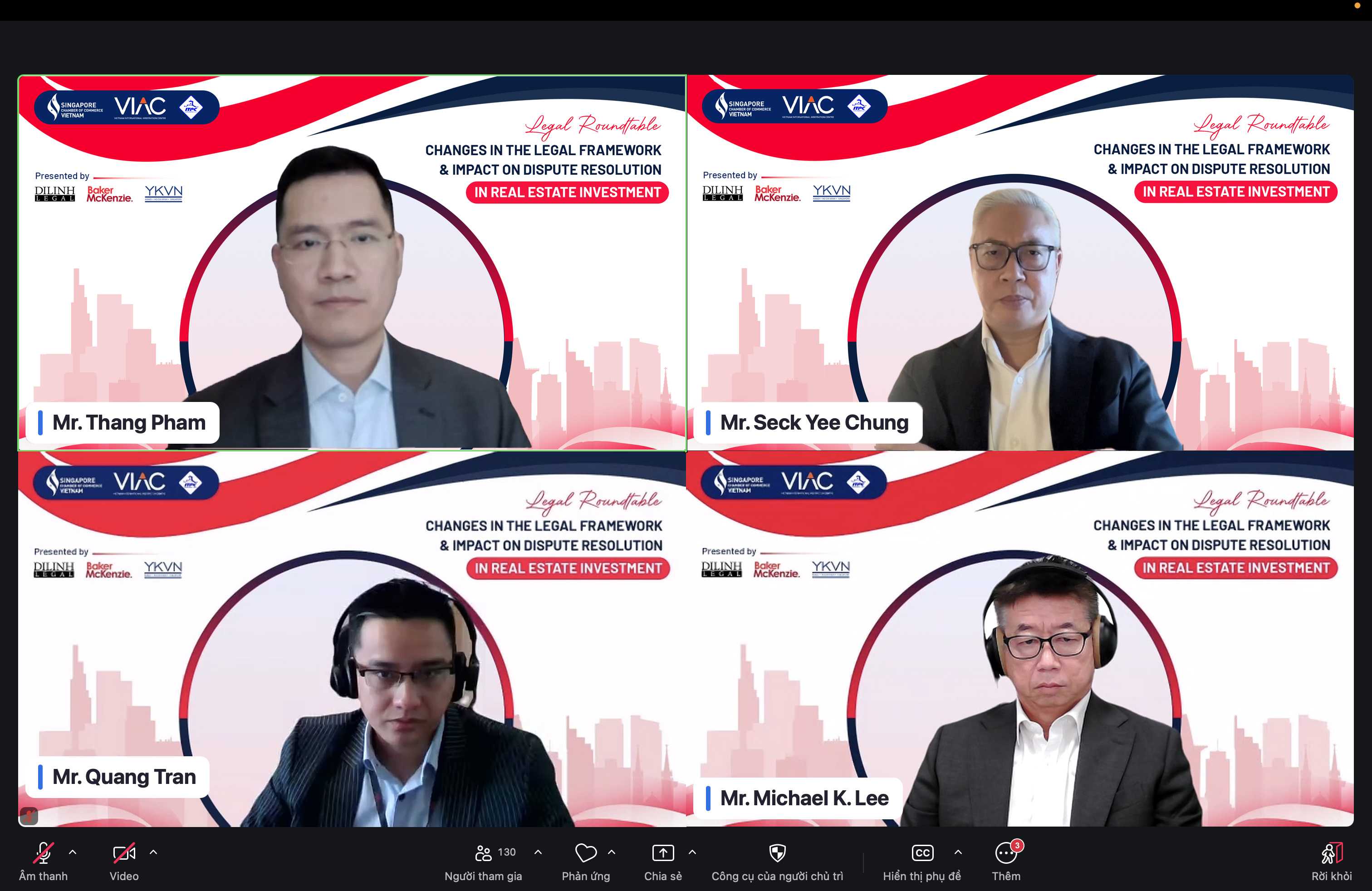 VIAC phối hợp cùng SingCham Việt Nam và ITPC triển khai thành công Bàn tròn pháp lý trực tuyến về thay đổi khung pháp lý và tác động đối với tranh chấp trong đầu tư bất động sản